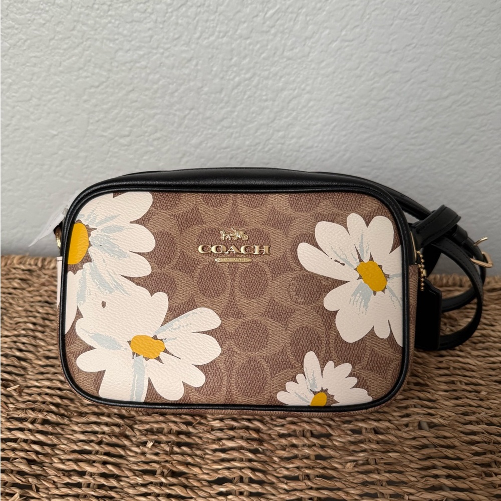 Coach Jamie Brown and White Floral Crossbody Bag